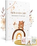 EULENTALER® Das Babytagebuch Boho I Von Pädagogen gestaltet I Mit handgemalten süßen Illustrationen I Din A4 I Babyalbum Mein erstes Jahr I Geschlechtsneutrale Gestaltung - Geschenk zur Geburt