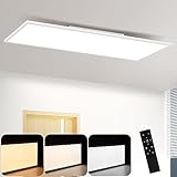 CBJKTX LED Deckenleuchte Dimmbar Panel Deckenlampe - 120x30CM mit Fernbedienung Wohnzimmerlampe 48W Deckenpanel 3840LM Modern Nachtlicht Schlafzimmerlampe Weiß Büroleuchte für Büro Küche flur