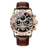 Multifunktionales Mode-Accessoire, wasserdichte mechanische Uhr für Geschäftstreffen, Herrenuhren, mechanische Uhr, elegante Automatikuhren für Herren, braun, Consulte la descripción, Siehe