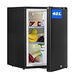 SMETA 40L Camping Kühlschrank 12V 230V, Absorber Kühlschrank, 12 volt Wohnmobil Kühlbox für Wohnwagen, Auto, LKW, Boot, Reisemobil, Lautlos, Schwarz, Mit Schloss