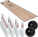 Wenceda Mini-Bowling-Set, Indoor- & Outdoor-Heimbowling-Set Bowlingbahn-Set mit Bahn, Kegeln & Ball Komplettes Bowling-Set für Familie & Freunde