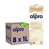 Alpro Drink auf Sojabasis, Vanillegeschmack | vegan & laktosefrei | reich an pflanzlichem Protein und von Natur aus fettarm, 8er Pack (8 x 1 l) UHT