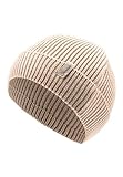 Sterntaler Strickmütze mit Umschlag - Klassische Unisex Beanie aus Baumwollmischgewebe - Winter Babymütze mit Rippstrickmuster - Sand, 39