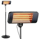 alpina Infrarotheizung Standgerät - Terrassenheizer 2000W 3 Heizstufen - Spritzwassergeschützter Heizstrahler IP24 mit Infrarotlampe - Heizstrahler Terrasse - Elektro Heizkörper - Heater