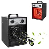 PEILU 5 kW Elektrische Heizgeräte Heizlüfter mit 4 Einstellbarer Heizstufen Überlastschutz Garten Elektroheizkörper Tragbare Elektroheizung Ventilatoren Elektroheizer mit Handgriff (Schwarz)