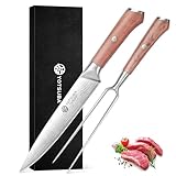 YOTSUBA Messerset 2-Teiliges, Küchenmesserset mit Fleischgabel 17cm & Fleischmesser 20cm, Ultra Scharfes Tranchierbesteck Set, aus hochwertiger deutschem Edelstahl, für Steak, Pute, Schinken, BBQ
