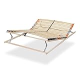 i-flair 7-Zonen Lattenrost TFlexTrio, 42 Federleisten, 140x200 cm – Lattenrahmen zerlegt mit Mittelgurt, Kopf- und Fußverstellung, hergestellt in der EU