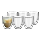 WMF Kult Cappuccino Gläser Set 6-teilig, doppelwandige Gläser 250ml, Schwebeeffekt, Thermogläser, hitzebeständiges Teeglas, Kaffeeglas, 6 Stück (1er Pack)