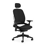 Steelcase Leap Ergonomischer Bürostuhl mit LiveBack Lumbalstütze, flexibler Rückenlehne, anpassbarer Kopfstütze Onyx Schwarz, 62 X 68 X 117