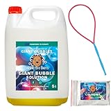 Bubble Brothers Seifenblasen Nachfüllflasche 5L Seifenblasenflüssigkeit Seifenblasenlösung Konzentrat für Riesenseifenblasen Stabile Seifenblasen (1x 5L + 1 Pulver)