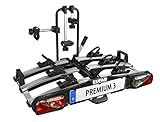 EUFAB 11522 Fahrradträger PREMIUM 3, für Anhängekupplung, klappbar, für 3 Fahrräder, schwarz, silber