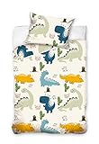 BELIKATO Kinderbettwäsche 100x135 aus 100% Baumwolle mit Dinos - Kinder Bettwäsche und Baby Bettwäsche Set Junge Kleinkinder - bei 60 Grad waschbar - (Dinosaurier 100 x 135 und 40 x 60)