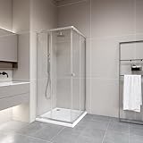 MARWELL Duschkabine Flexi 77-90x77-90-190 cm Eckdusche mit hochwertigen verstellbaren Alumuniumprofilen in silber matt Duschabtrennung mit aushängbaren Schiebetüren zur Reinigung