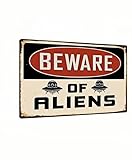 Carastora Alien Metallschild – Vintage-Wanddekoration für den Sci-Fi-Liebhaber, Männer-Höhle, Schlafzimmer oder Garage – lustiges Schild für den Innen- und Außenbereich, 20,3 x 30,5 cm