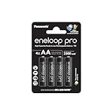 eneloop pro, AA/Mignon NI-MH Akku, 4er-Pack, Kapazität mit min. 2500 mAh, Ready-to-Use NI-MH Akkus, bis zu 500 Mal wiederaufladbar, plastikfreier Verpackung, pro, schwarz