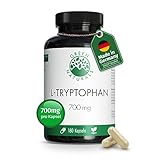 L-Tryptophan | Hochdosiert: 700 mg je Kapsel | 180 Kapseln | 6 Monate Vorrat | Vegan & ohne Zusatzstoffe | Green Naturals®