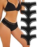 ALL OF SHE Unterhosen Damen Baumwolle Spitze Brazilian Slip...