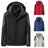 Warme Herren-Regenjacke, Herren-Innenjacke, Wandern, wasserdicht, Wintermantel, Outdoor, winddichte Jacken, Softshell-Wanderjacken, Performance-Outdoor-Oberbekleidung mit abnehmbarem Futter, blau, 3XL