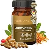 Viktilabs© Premium Cordyceps Kapseln mit Vitamin C aus Acerola - Hochdosiert - 426 mg Cordyceps Extrakt + 108 mg Pulver pro Kapsel | 210-Tage-Vorrat | Ohne Zusätze