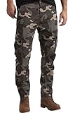 Herren Army Cargo Hose 100% Baumwolle Straight Leg Work Wear Freizeithose Loose Fit Combat Camouflage Arbeitshose (Urwald Camo, 32W / 32L)