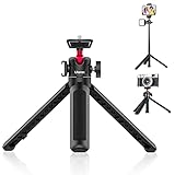 Mini Kamera Stativ, Desktop Vlogging Stativ mit 360° Kugelkopf 1/4 Schraube Cold Shoe Mount, Video Stativ ausziehbar 22cm bis 44cm, klein Stativ für DLSR Canon Nikon Sony Kamera Smartphone Webcam