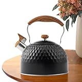 | 2,5L Edelstahl Vintage Teebereiter,Pfeifender Herdkessel Aus Edelstahl,Geeignet für die Nutzung in Höfen auf Veranden in Gärten auf dem Rasen bei Partys in der Küche im