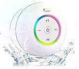 LEICKE Bluetooth Duschlautsprecher, Bluetooth Lautsprecher Shower, Staub-/Dampf-/Wasserdichter Duschlautsprecher mit Saugnapf | Kleiner tragbarer Wireless Speaker für Badezimmer, Strand, Sauna usw.