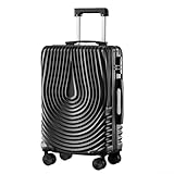 Koffer mit doppelten Spinnrädern, 50,8 cm, 55,9 cm, 61 cm, 66 cm, erweiterbares Handgepäck, Hardside PC + ABS, leicht, wasserdicht, Reisekoffer, TSA-Schloss, von Fluggesellschaften zugelassen, Schwarz