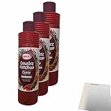 Hela Curry Gewürz Ketchup extra scharf 3er Pack (3x800ml Flasche) + usy Block