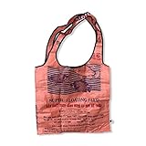 LK Trend & Style Große Einkaufstasche aus recyceltem Reissack nachhaltig Upcycling 100 Prozent Fair Trade BEADBAGS wetterfest und strapazierfähig (Orange)