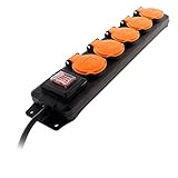 Zenitech – IP44 wasserdichter Block 5 Steckdosen 16 A 2P+E mit Klappen und Schalter – 1,5 m HO5RRF 3G1-Kabel