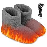 Mineup Elektrisch Beheizte Hausschuhe, USB-Heizung Hausschuhe für Den Winter, Fußwärmer Elektrisch Schuhe, Beheizbare Hausschuhe für Damen Herren Erwachsene Lindert Beschwerden（39-43）