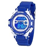 Viecaeio Digitale Kinder-Armbanduhr für Jungen und Mädchen, mit Alarm, wasserdicht, stoßfest, Sportuhr, Teenager im Alter von 5–17 Jahren, Geschenk (inkl. Geschenkbox), Blau, Outdoor-Sportarten