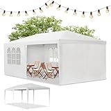 Juskys Partyzelt 3x6 m mit 6 abnehmbaren Seitenwänden & Dach - 18 m² - 12 Erdhaken & 6 Seile - Festzelt für Garten Party Hochzeit Gartenpavillon Gartenzelt Pavillon - Weiß