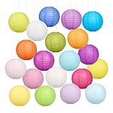 20 Stück Bunte Papierlaternen, 15CM Halloween Lampions, Laternen Rohlinge Rund, Lampenschirm Papier Aufhängen Deko für Halloween Weihnachten Party Geburtstage Gartenparty Deko Innen Außen (Mehrfarbig)