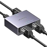UGREEN LAN Splitter 1 auf 2 1000Mbps Ethernet Splitter Aluminiumgehäuse LAN Switch 2 Port mit Type-C Stromkabel Gigabit Ethernet Switch für Computer, Hub, Switch, Router, Set-Top Box, PS5, TV usw.