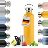 Blumtal Thermosflasche 750ml - doppelwandige Trinkflasche Edelstahl 750ml - Isolierflasche 750ml BPA frei - Edelstahl Trinkflasche - Teeflasche - Trinkflasche Thermo - Sportflasche - Hipster Yellow