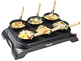 Bestron elektrisches Party-Wok-Set, Tischgrill mit Mini Wok Pfannen für 6 Personen, inkl. 6 Holzspatel & 1 Schöpflöffel, 1000 Watt, Farbe: Schwarz