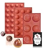 Walfos Bonbon- & Schokoladenformen, Hemisphere Halbkugel-Silikonform, 3 Packungen Backform zur Herstellung von Schokolade, Kuchen, Gelee, Dome-Mousse