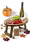 Decozy Life Weintisch Akazie Massivholz - Weinbar & Weintablett für Zuhause oder Outdoor - geeignet als Picknicktisch klappbar - Nutzbar als Weinhalter & Ideal als Strandtisch & Picknick Zubehör