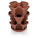 minify Blumentopf Säulentopf stapelbar im 3er oder 6er Set inklusive farblich passendem Untersetzer in 3 schönen Farben (3, Terracotta)