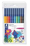 STAEDTLER 326 WP10 Noris Club Fasermaler, im Weichplastiketui, 10 Stück, sortiert