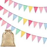 Alintor 3 Stück Wimpelkette Outdoor Wetterfest, Matschküche Zubehör, Geburtstagsdeko, Einschulung Deko, Girlande Geburtstag für Party, Festival, Luftschlangen Regenbogen, Spielturm, Spielhaus Zubehör