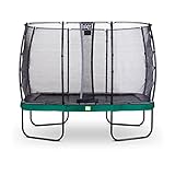 EXIT Toys Elegant Rechteckiges Trampolin - 244x427cm - Mit Economy Sicherheitsnetz - Mit Fußschutzsystem - Rostfrei - Wasserbeständig - Einfache Montage - Trampolin Garten - Grün