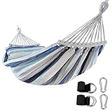 yourGEAR Bali - XL Hängematte mit Kissen | 240 x 120 cm | Smaragd (Grün) oder Aqua (Blau) |240 kg TÜV geprüft | Baumwolle | Stabhängematte inkl. Befestigungsset [Aqua]