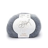 ggh Suri Alpaka - 100% Alpaka Wolle (Suri Alpaka) - Wolle zum Stricken - Farbe 002 - Stahlgrau