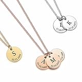 TMT Personalisierte Kette Mit Buchstaben (silber gold rosegold) Mutter Tochter Kette Mit Gravur Geschenk Mama Geburtstag Initialen Kette Familienkette Personalisiert