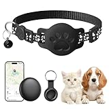 GPS Tracker Katze Halsband Kompatibel mit iOS ＆ Android, Mini GPS Tracker für Katze Hund Arbeite mit App Find My, Ohne ABO, Globale Abdeckung Ortungsgerät, Gepäckortung, Wasserdicht