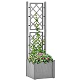 blumenkübel XXL Outdoor,blumenkübel groß aussen,Garten-Hochbeet mit Spalier und Selbstbewässerungssystem GrauGeeignet für Garten, Terrasse, Schlafzimmer, Wohnzimmer