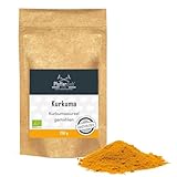 BIO Kurkuma Pulver (Gelbwurz Curcuma) 250g | Reine Kurkumawurzel fein gemahlen | hoher Curcumin Gehalt von 5,5% | Rohkostqualität | Pfefferdieb